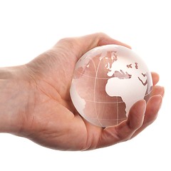 Image showing hand holding globe