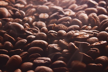 Image showing coffee beans with steam