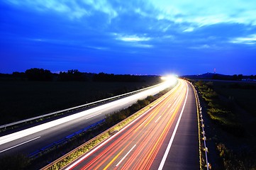 Image showing night traffic on highway