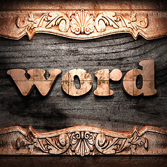 Image showing Golden word on wood