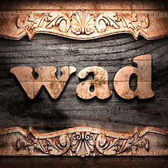 Image showing Golden word on wood