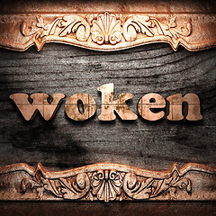 Image showing Golden word on wood