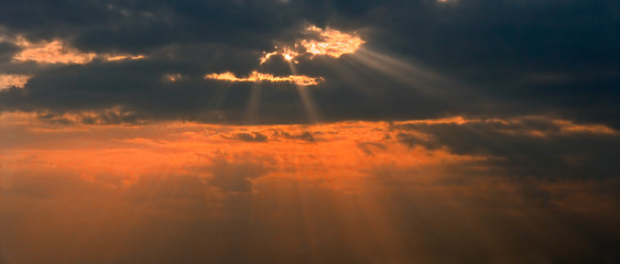 Image showing Dramatic Sunset rays