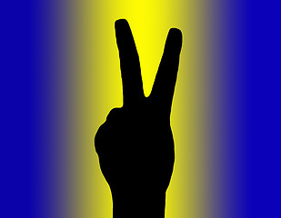 Image showing Silhouette Piece Hand on Colored Background