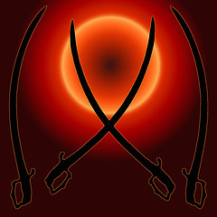 Image showing Coat of Arms Sunset Sword Silhouette 