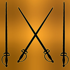 Image showing Coat of Arms Golden Cross Sword Silhouette 