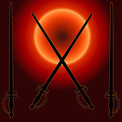 Image showing Coat of Arms Sunset Sword Silhouette 