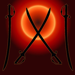 Image showing Coat of Arms Sunset Sword Silhouette 