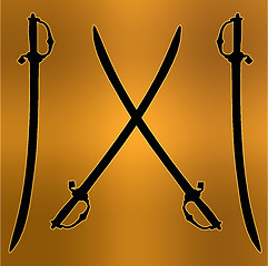 Image showing Coat of Arms Golden Cross Sword Silhouette 