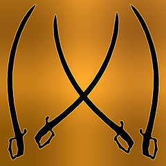 Image showing Coat of Arms Golden Cross Sword Silhouette 