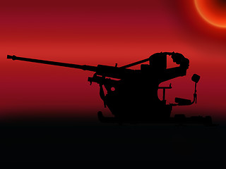 Image showing WW2 Sunset Anti Aircraft Gun