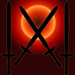 Image showing Coat of Arms Sunset Sword Silhouette 