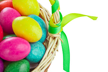 Image showing colorful easter eggs in basket