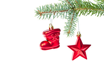 Image showing red christmas decoration on the tree