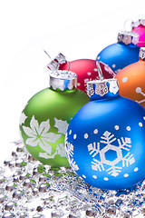 Image showing christmas balls with snowflake symbols