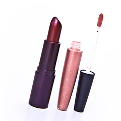 Image showing lipstick with lip gloss