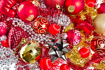 Image showing christmas balls and tinsel