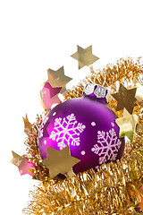 Image showing christmas balls with tinsel