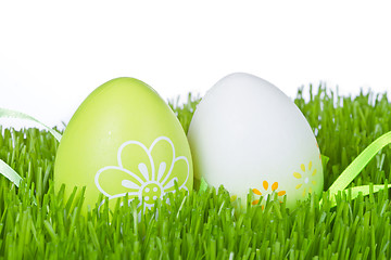 Image showing easter eggs in grass