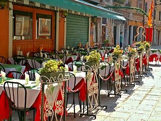 Image showing Empty Tables of Sidewalk Cafe