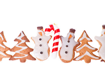 Image showing ginger snowmen with christmas decoration