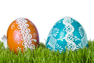 Image showing easter eggs in grass