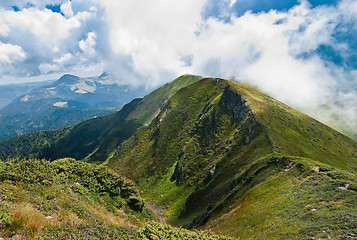 Image showing Carpathians landscape: on a mountain ridge