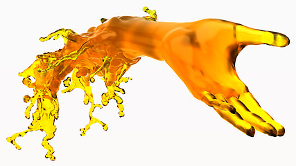 Image showing Help and giving: golden liquid hand isolated