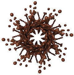 Image showing Splashes: Liquid chocolate shape with droplets 