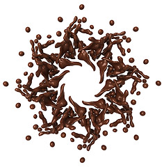 Image showing Molten hot chocolate splash with drops