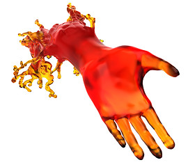 Image showing Lending a helping hand: red liquid shape 