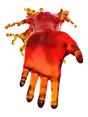 Image showing Lend a helping hand: red liquid shape isolated