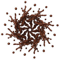 Image showing Splash pattern: Liquid chocolate with droplets isolated