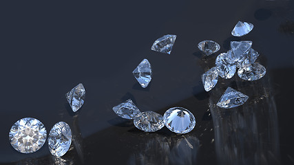 Image showing Large group of gemstones rolling down