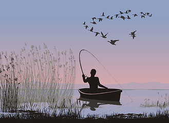 Image showing Angler on a boat 