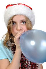 Image showing cute xmas girl with a balloon