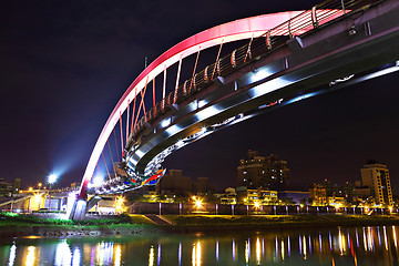 Image showing bridge at night in Taipei