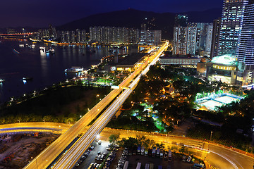 Image showing traffic in Hong Kong at night 