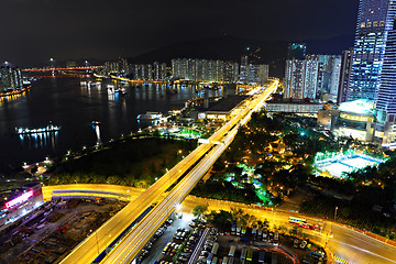 Image showing Highway at night in modern city