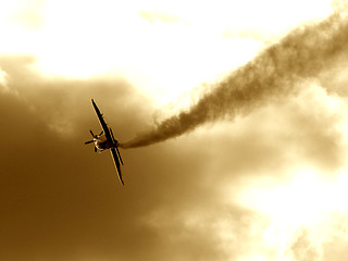 Image showing The plane in the European Aerobatic Championship. Sepiated