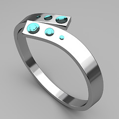 Image showing Silver ring with turquoise diamonds