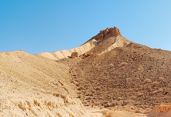 Image showing Scenic mountain with dry creek in the desert