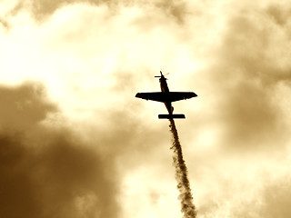Image showing The plane in the European Aerobatic Championship. Sepiated