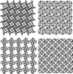 Image showing black and white geometric seamless patterns set. Vector