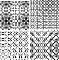 Image showing monochrome geometric seamless patterns set. Vector backgrounds