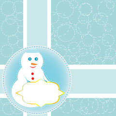 Image showing Christmas card with snowman. Vector new year card