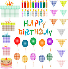 Image showing Set of vector birthday party elements