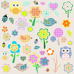 Image showing Retro spring nature and animal elements. vector background