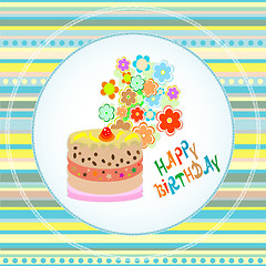 Image showing Happy birthday cakes flower design. vector Celebration card