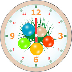 Image showing New Year wall clock congratulation card. vector